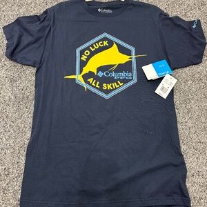 NEW Men's Columbia PFG Shirt Navy PFG No Luck All Skill Size M